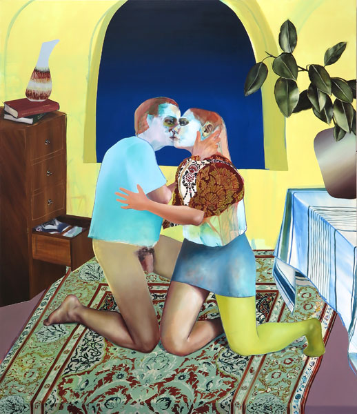 ELLEN AKIMOTO: .Kiss ,Öl und Acryl auf Leinwand, 220 x 190 cm, 2016