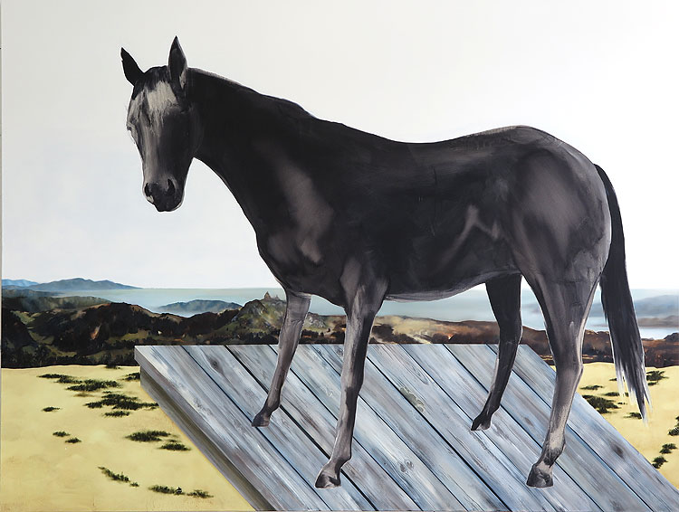 ELLEN AKIMOTO: Parallel Perspective Horse, Öl auf Leinwand, 190 x 250 cm, 2016