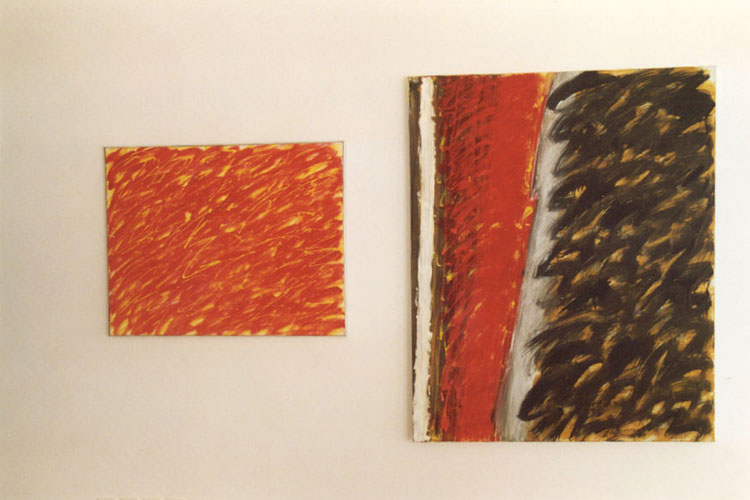 Winfred Gaul: "C.M.  in Big Sur" 1989, Acryl auf Leinwand, 70 x 80 cm und "White trash", 1994, Acryl auf Leinwand, 150 x 120 cm