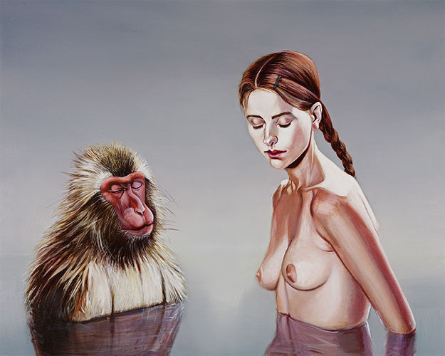 Mathias Perlet : "Im Bad der Ahnungslosen Eitempera/Öl auf Leinwand" 120 x 150 cm / 2008